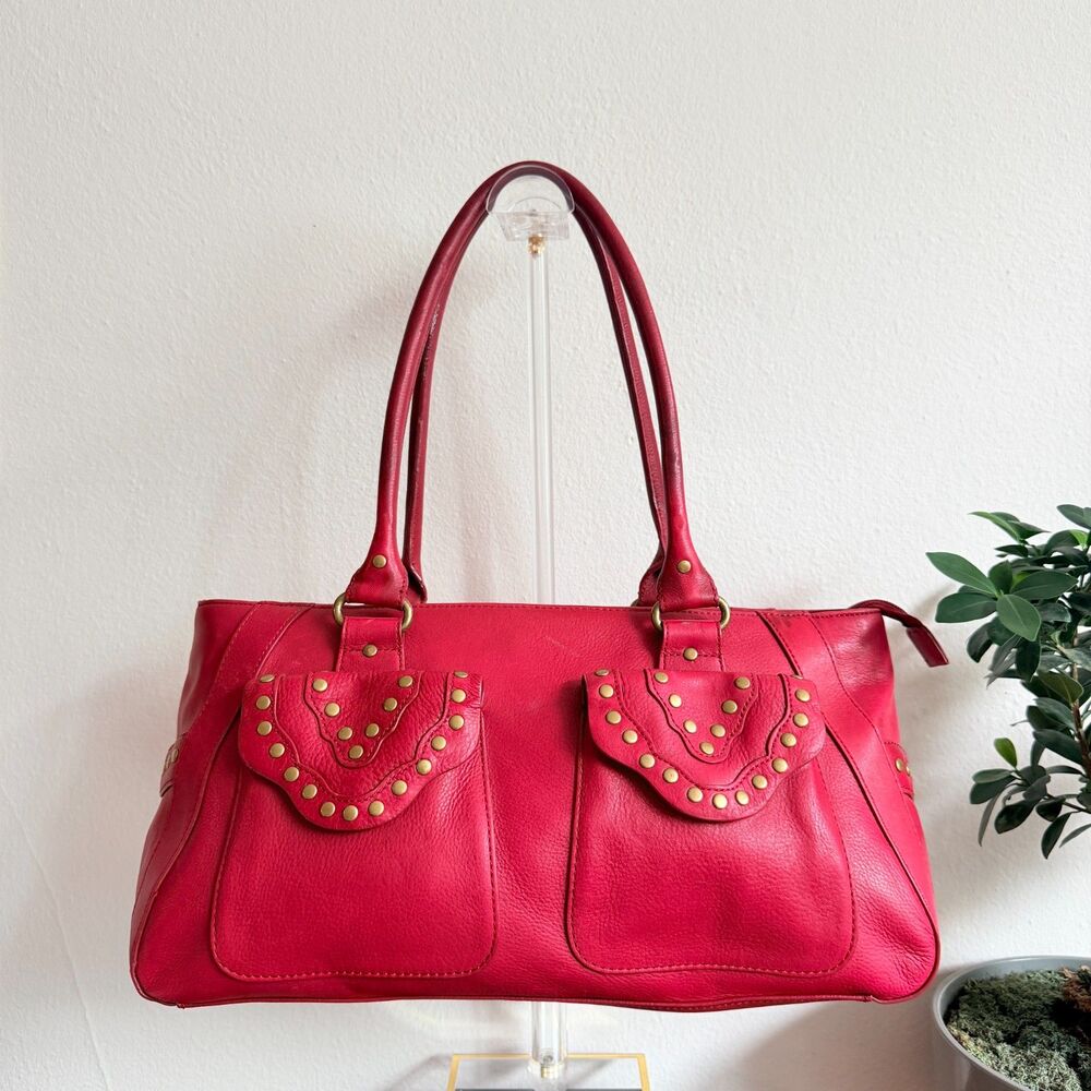 Soho Red Leather Studded Handbag Western Rockabilly Y2K Shoulder Bag Marco Avane